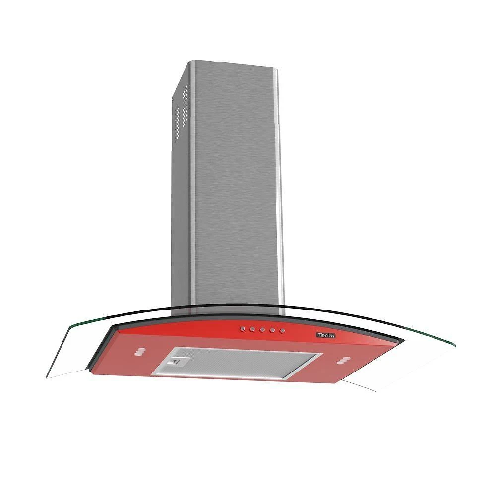 Coifa Terim de Parede Clean Vidro Curvo Vermelha Kroma 75cm Vermelho Kroma 110V