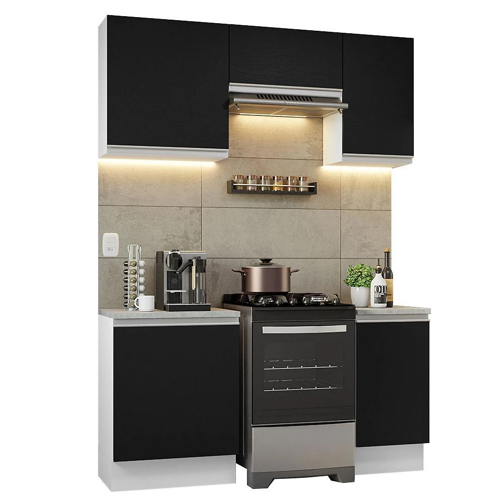 Armário de cozinha compacta 160cm branco/preto glamy madesa 07