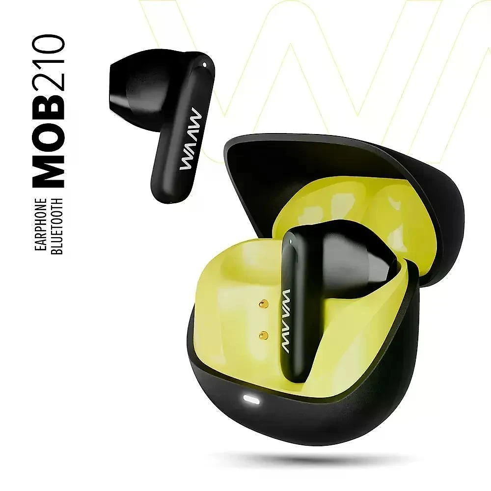 Fone de Ouvido WAAW MOB 210 com Até 22h de Autonomia e IPX4 e Bluetooth V5.3 Preto