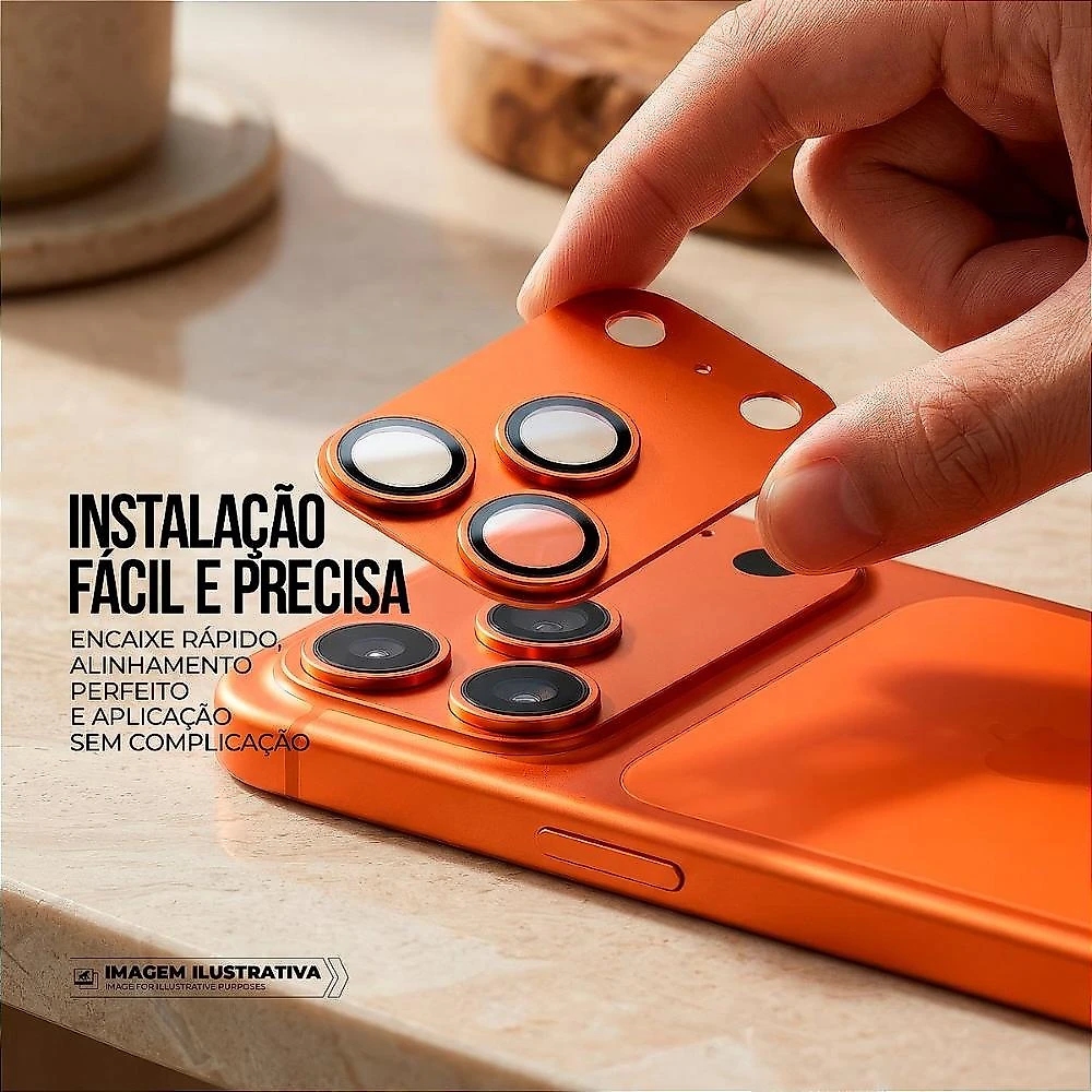 Protetor de Lente para iPhone 17 Pro - Survivor - Laranja com molde aplicador - Gshield