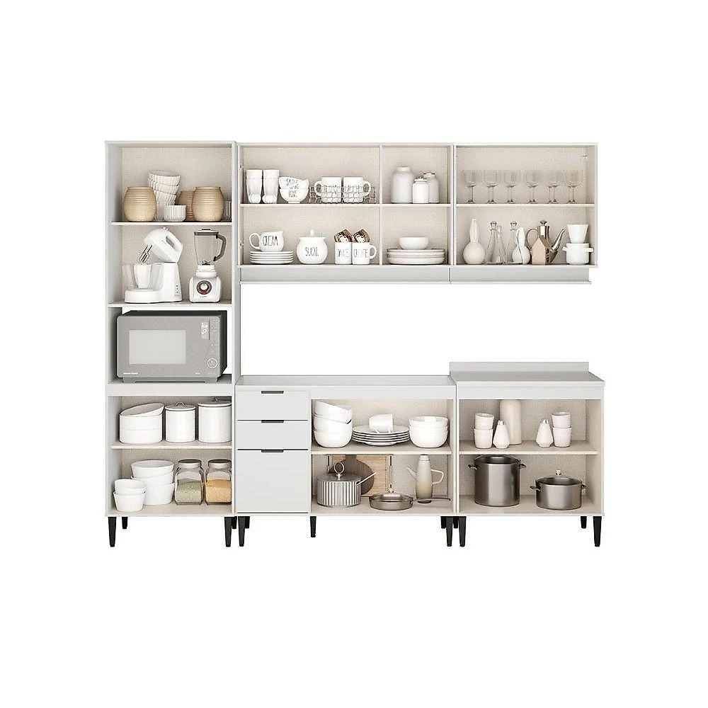 Cozinha Completa Alpha C5P129 5 Peças MDF-MDP Branco Móveis Carraro