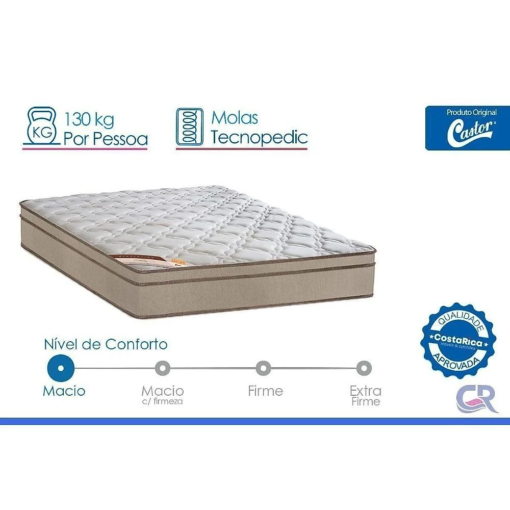 Cama Box King Suede Clean Euro Pillow Molas Bonnel Bege a Costa Rica