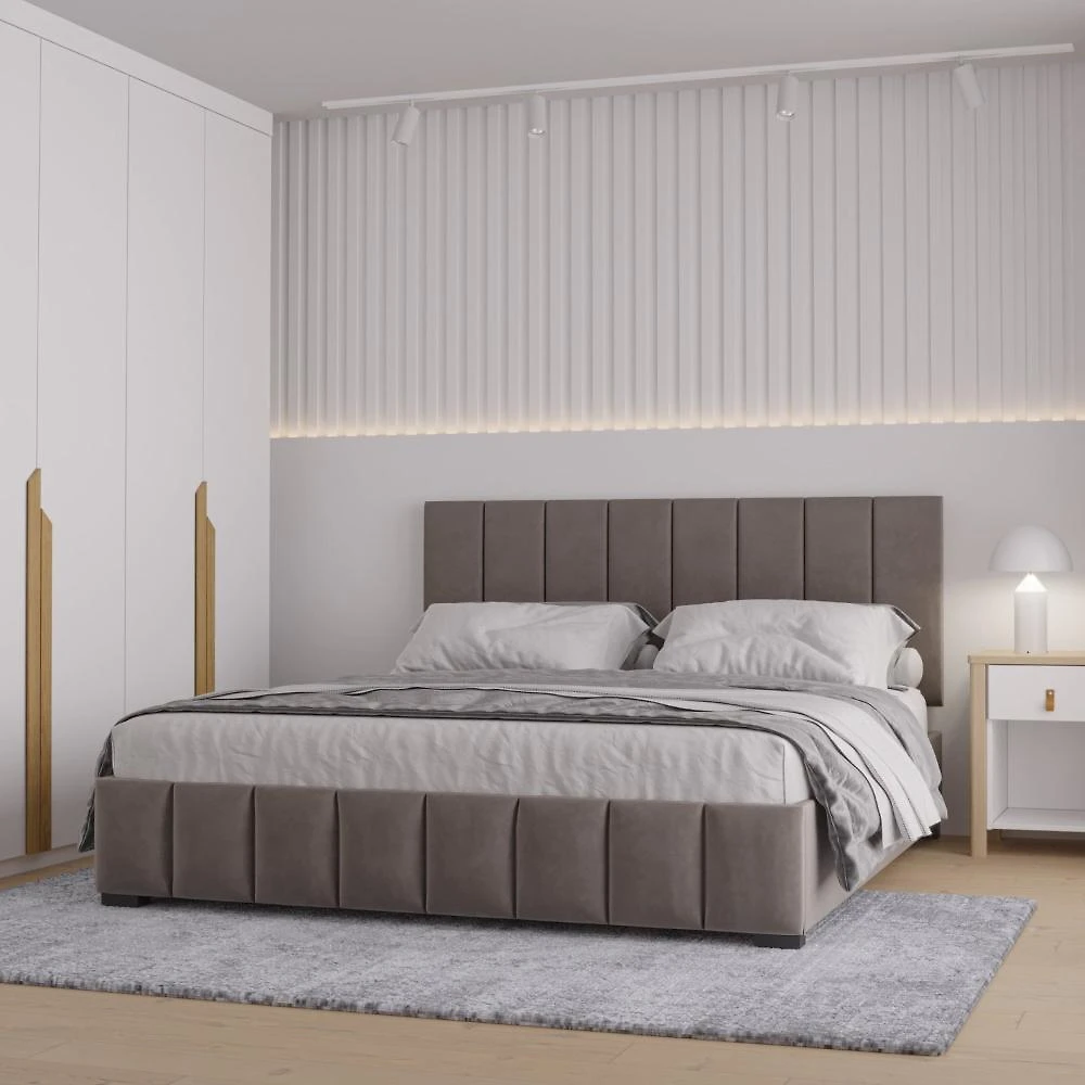 Cama com Cabeceira Queen Estofada Uvaia CabeCasa MadeiraOriginals