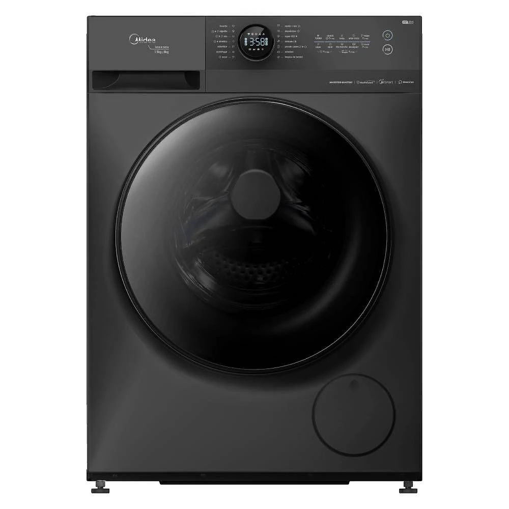 Lavadora de roupas lava e seca midea 13kg 127v titanium mf200d130wbgk01