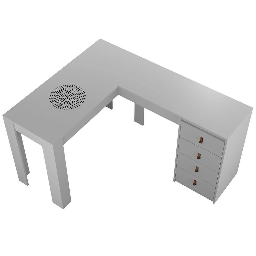 Mesa para Manicure Mesa Nails Clássica com Aspirador Formato em l Branca 110V Venturi