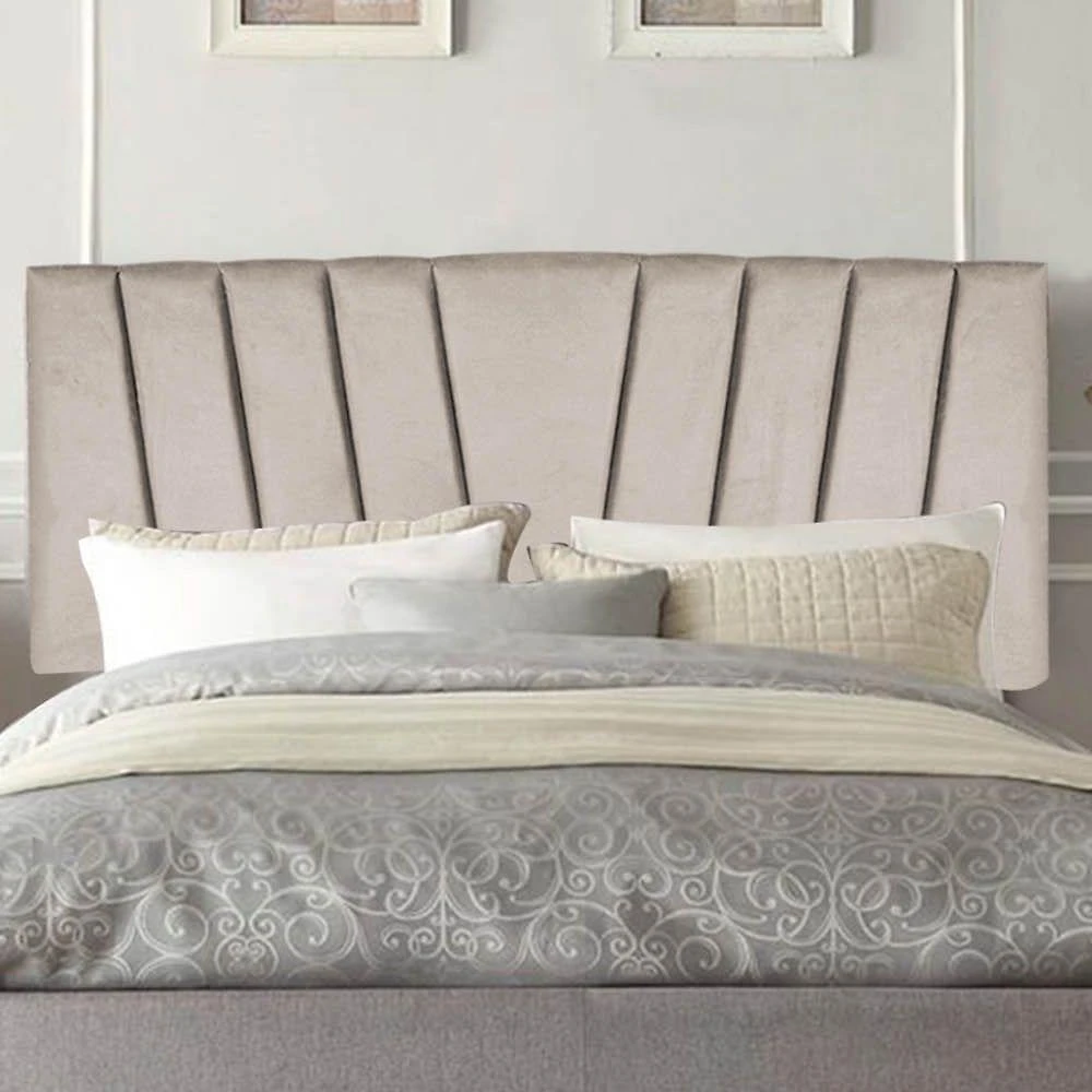 Painel Cabeceira Estofada Bélgica 195cm Cama Box King Suede Bege- Mabe Magazine
