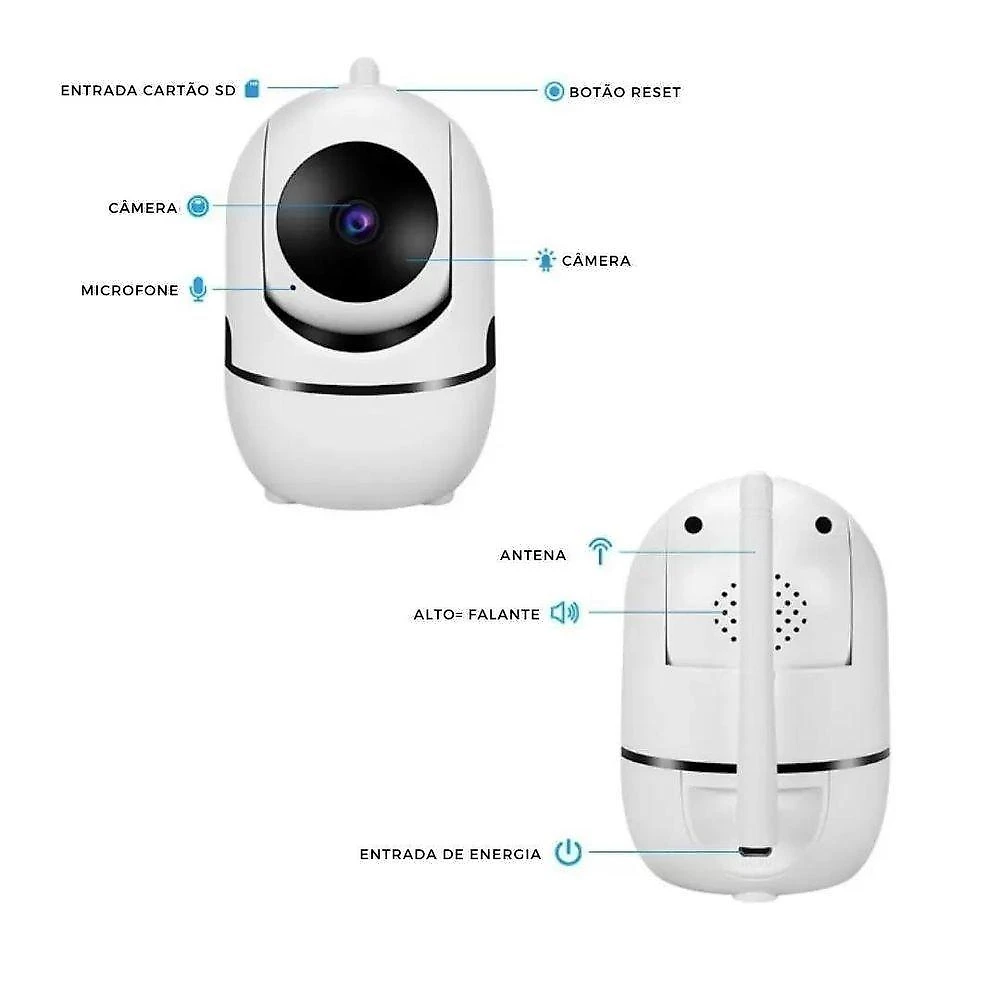 Babá Eletrônica Robozinho 360º Hd Noturno, Monitoramento