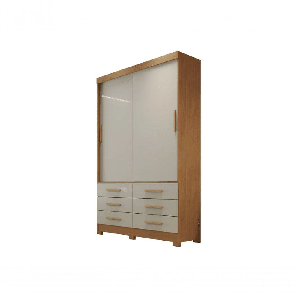 Guarda Roupa Solteiro 2 Portas 6 Gavetas - Capri-cumaru/fendi - Móveis Novo Horizonte