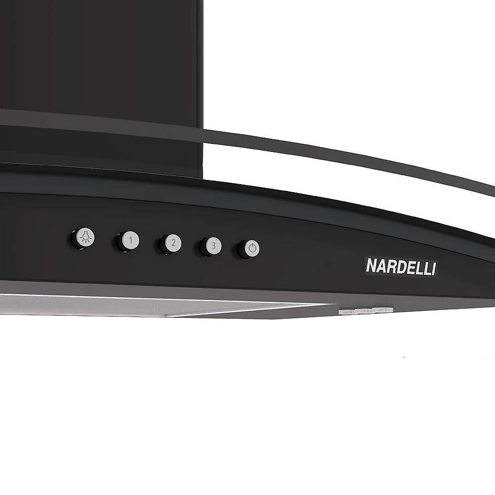 Coifa Nardelli De Parede Clean Vidro Curvo Black 75cm Preto 220V