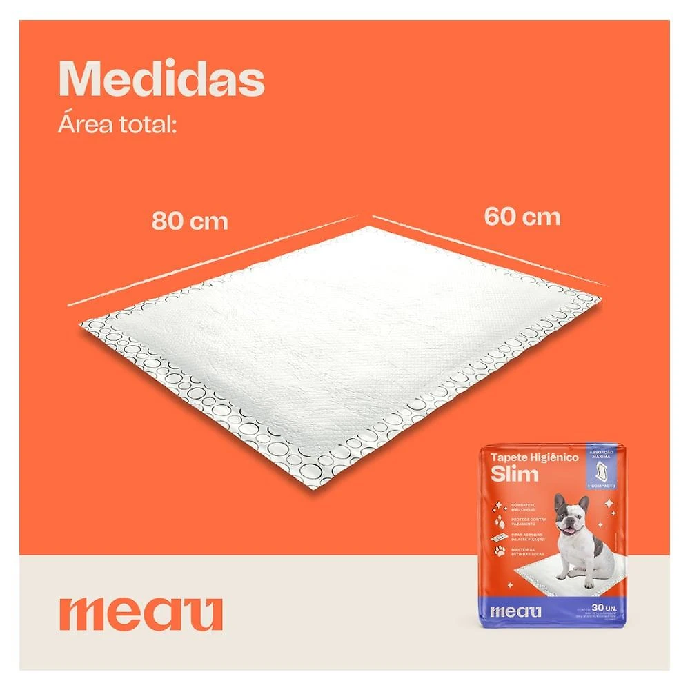 Tapete Higiênico Meau Slim para Cães - 90 Unidades (3 Pacotes)