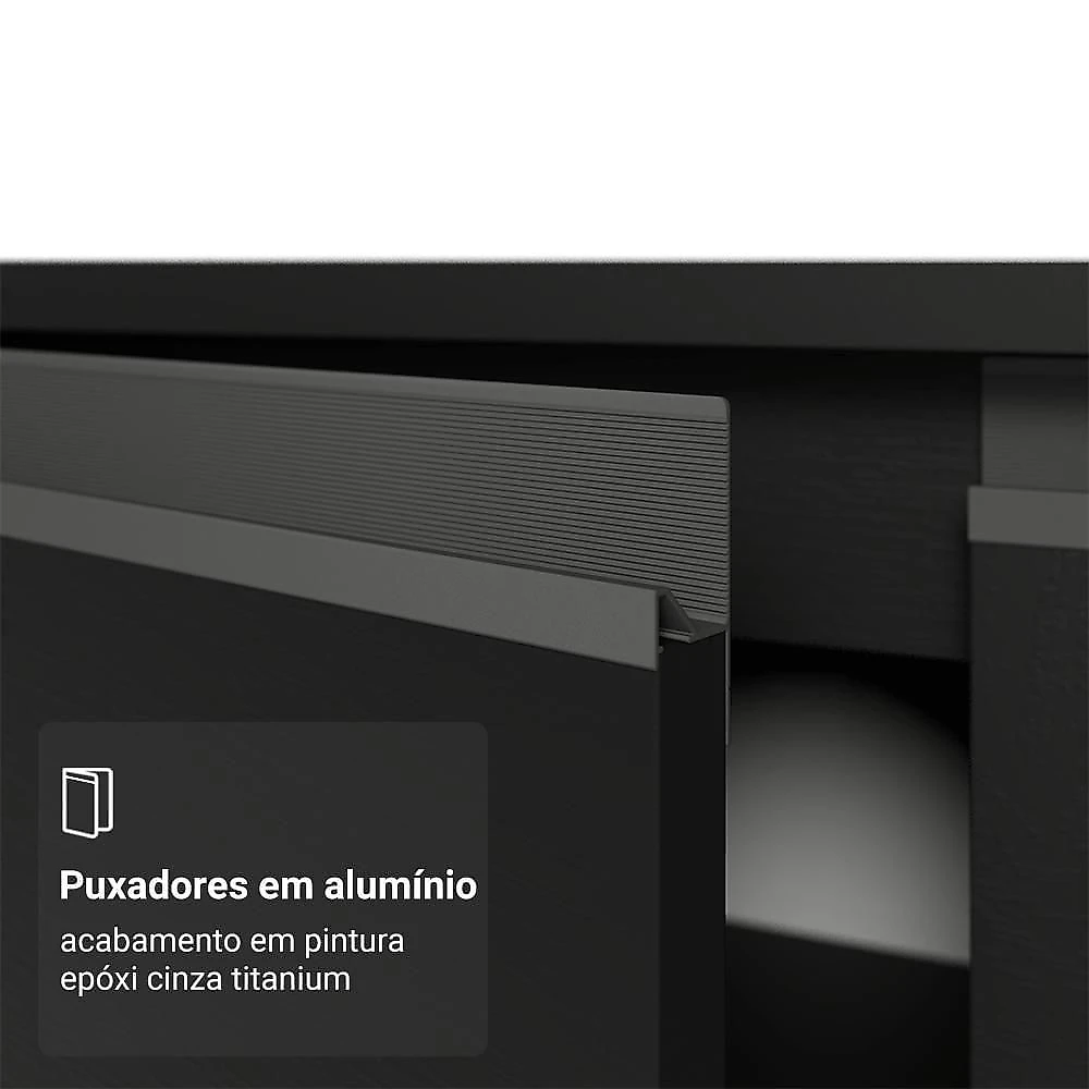 Armário De Cozinha Completa 300 Cm Preto Nice Madesa 09 Preto