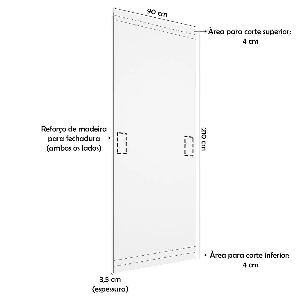 Porta Interna Lisa de Abrir com 2 Folhas 210cm X 90cm MDF Imbuia Ravilar