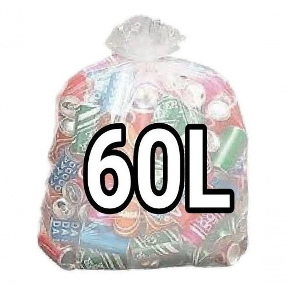 Kit 10 Pacotes Sacos para Lixo 60 Litros Transparente C-100 Reforçado para Uso Comercial Higipack