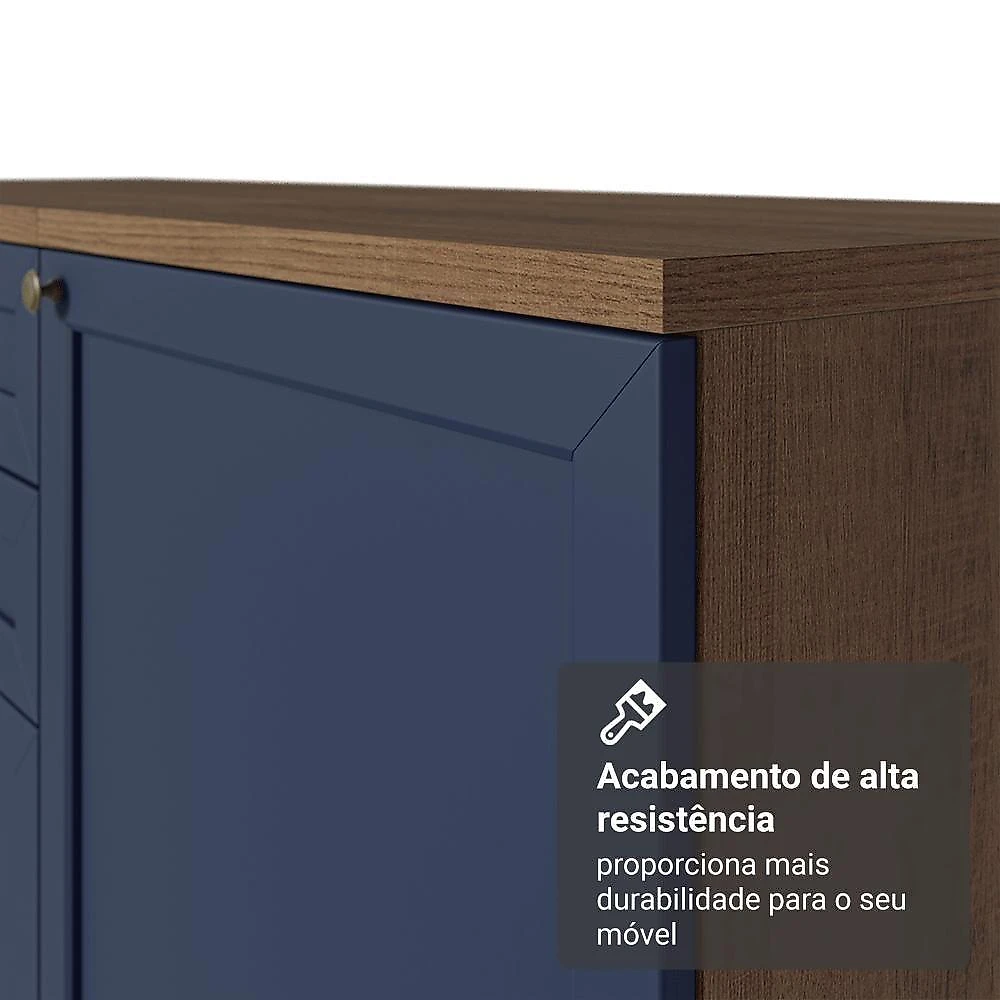 Armário De Cozinha Completa 310 Cm Vik Madesa 01 Rustic/azul
