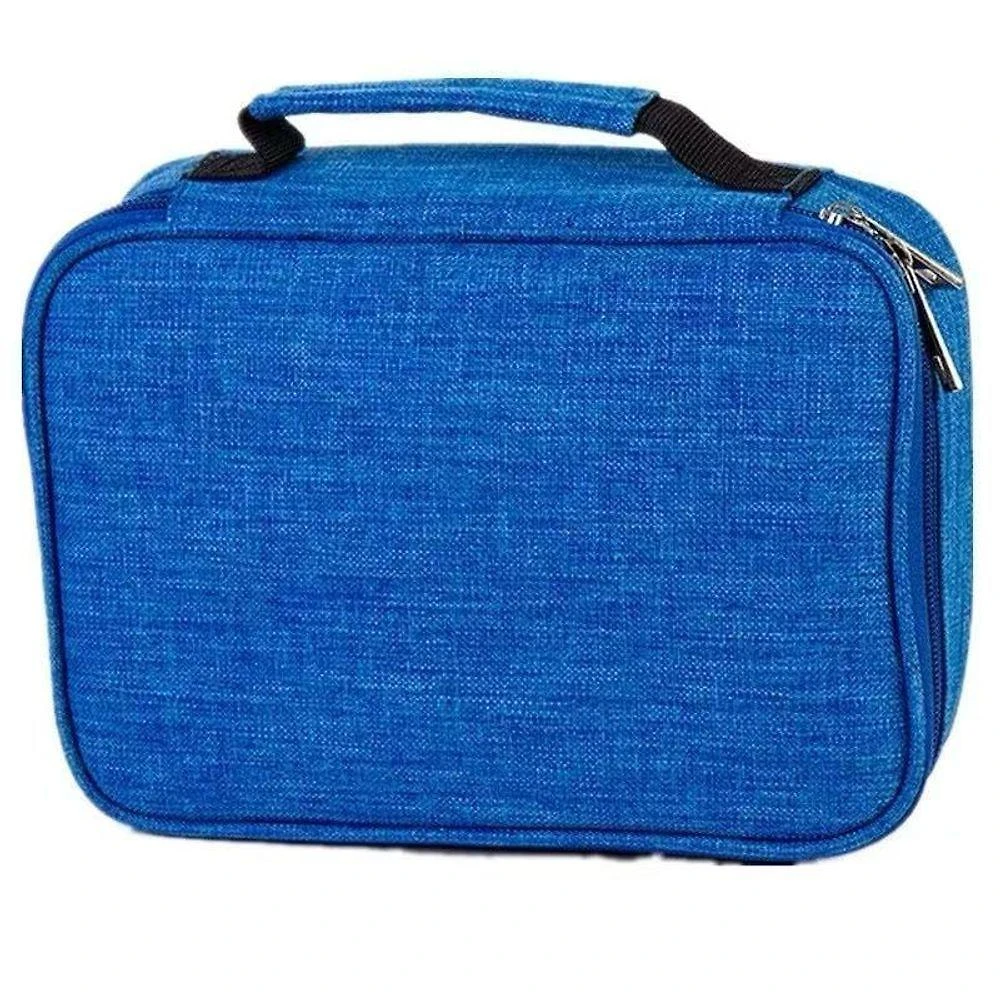 Estojo Escolar OEM Tático de Nylon com Divisórias 212 3 Partição Azul