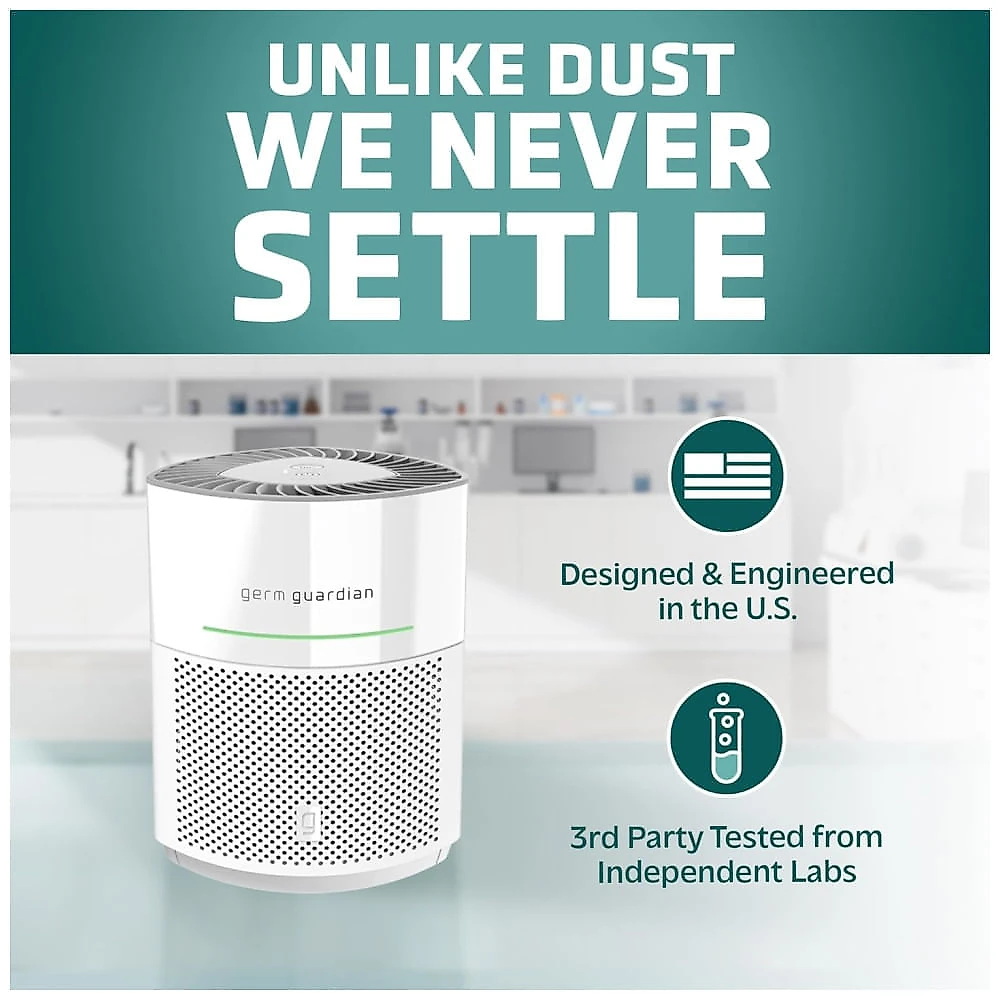 Purificador de Ar para Ambientes até 96m² com Filtro HEPA, Sensor de Qualidade, Luz UV-C e Saida de Ar em 360º, 110V, GermGuardian AC3000W, Branco 110v