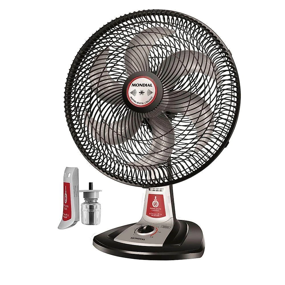 Ventilador De Mesa Mondial Turbo Tech Repelente Líquido Vt-rp-03 Vent 40cm Turbo-220v-preto/prata 220V