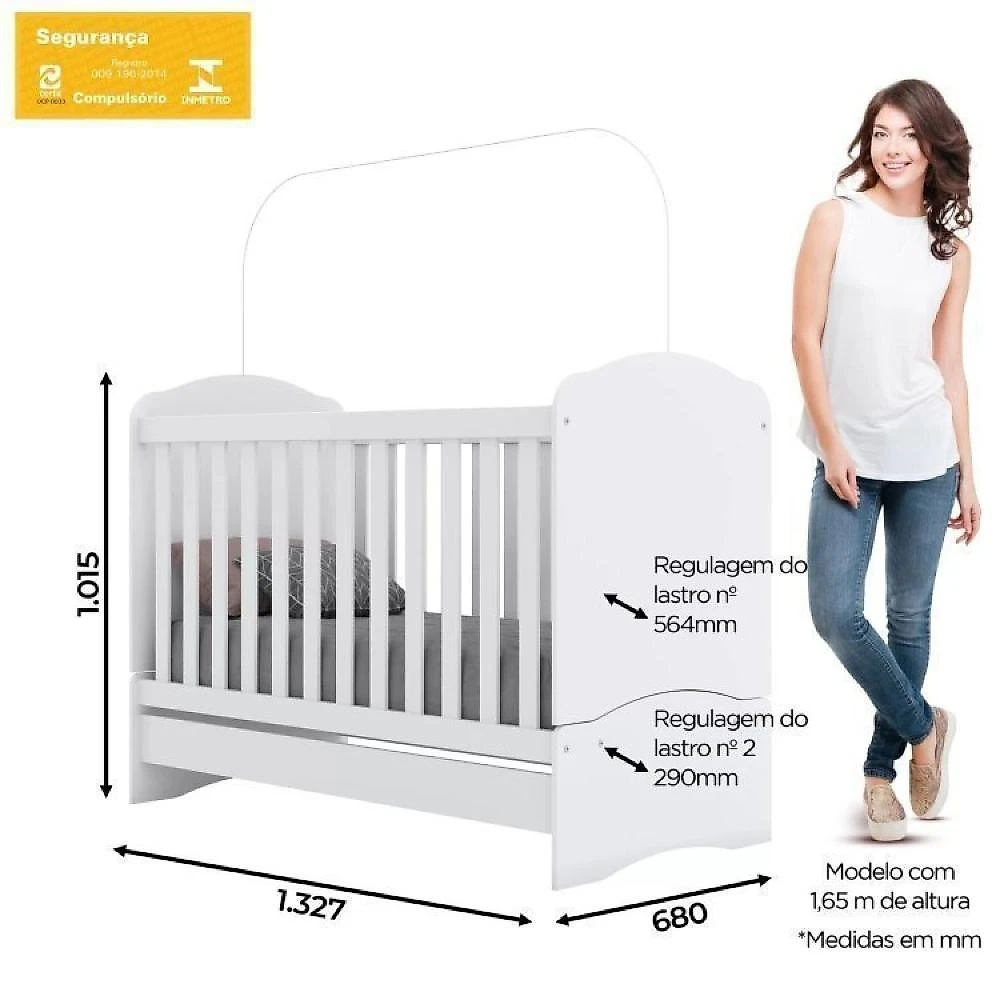 Quarto de Bebê com 1 Guarda Roupa 1 Cômoda e Berço 3 em 1 Abracadabra Espresso Móveis Branco