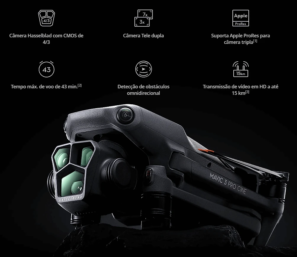 Drone DJI Mavic 3 Pro Cine Premium Combo com Controle Remoto RC Pro