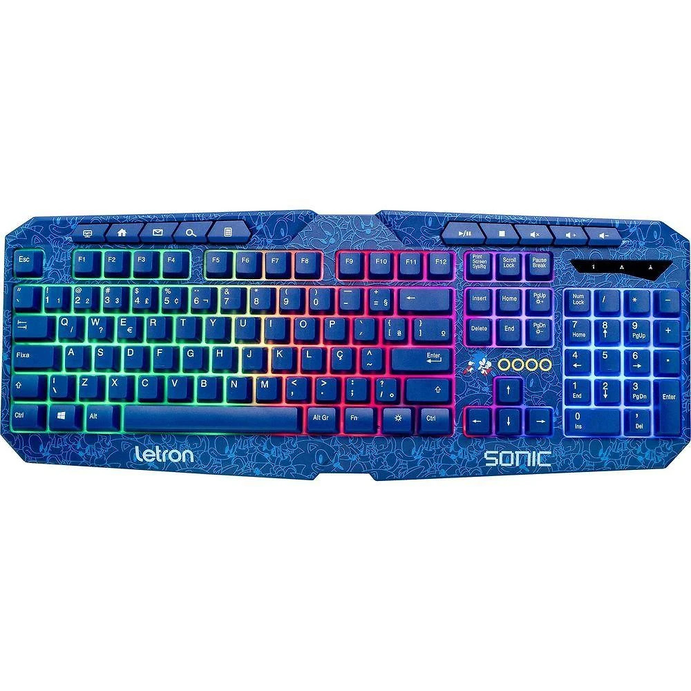 Teclado Gamer Letron Sonic Usb Led Azul