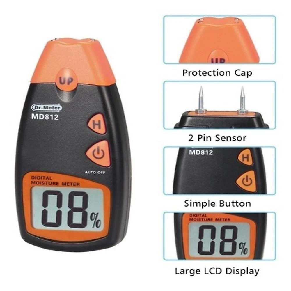 Medidor Digital De Umidade Para Madeira, Papel E Bambu Display Lcd De Alta Precisão