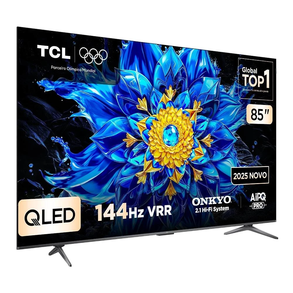 Smart tv 85" tcl qled 85p8l 4k uhd google 144 hz