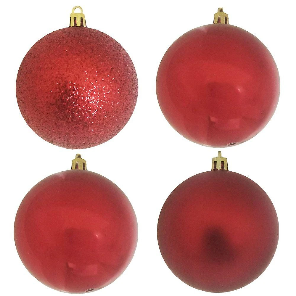 Bola De Natal Vermelha Kit Misto 8cm - 6 Unidades