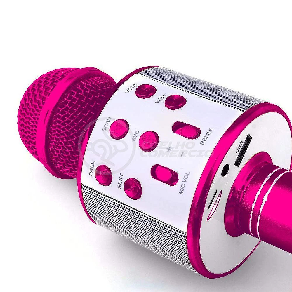 Microfone Bluetooth Karaokê Sem Fio Rosa Pink