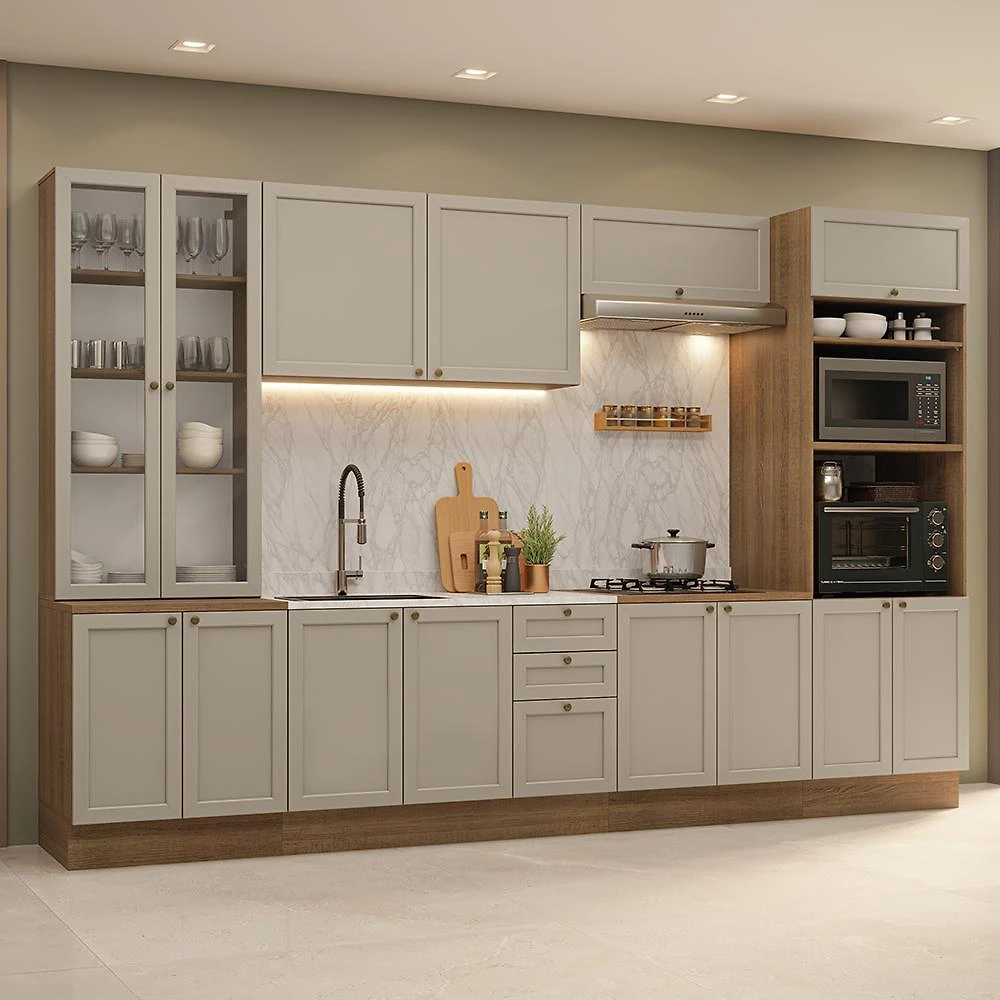 Armário de Cozinha Completa 340 cm Rustic/Crema Vik Madesa 01