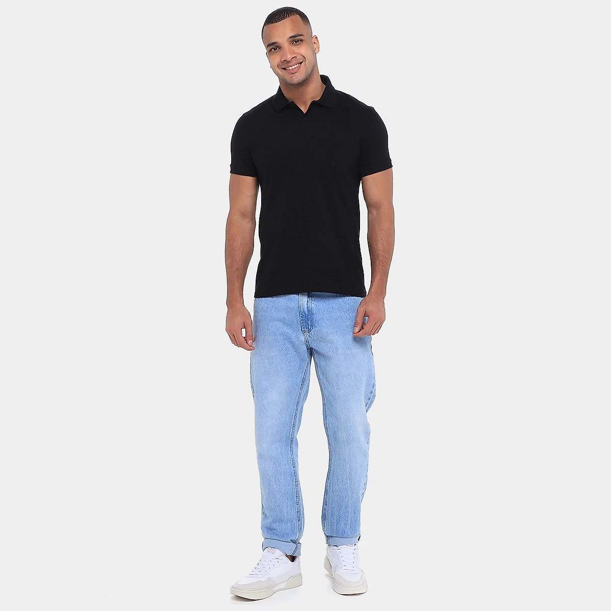 Kit Camisa Polo Hering C/ 2 Peças Masculina Preto+Branco - G