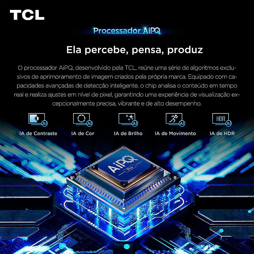 Smart TV 4K TCL Advanced QLED 65” Polegadas com Processador AIPQ, Dolby Vision, 120 Hz, HDR10+ e Wi-Fi - 65P7L Bivolt