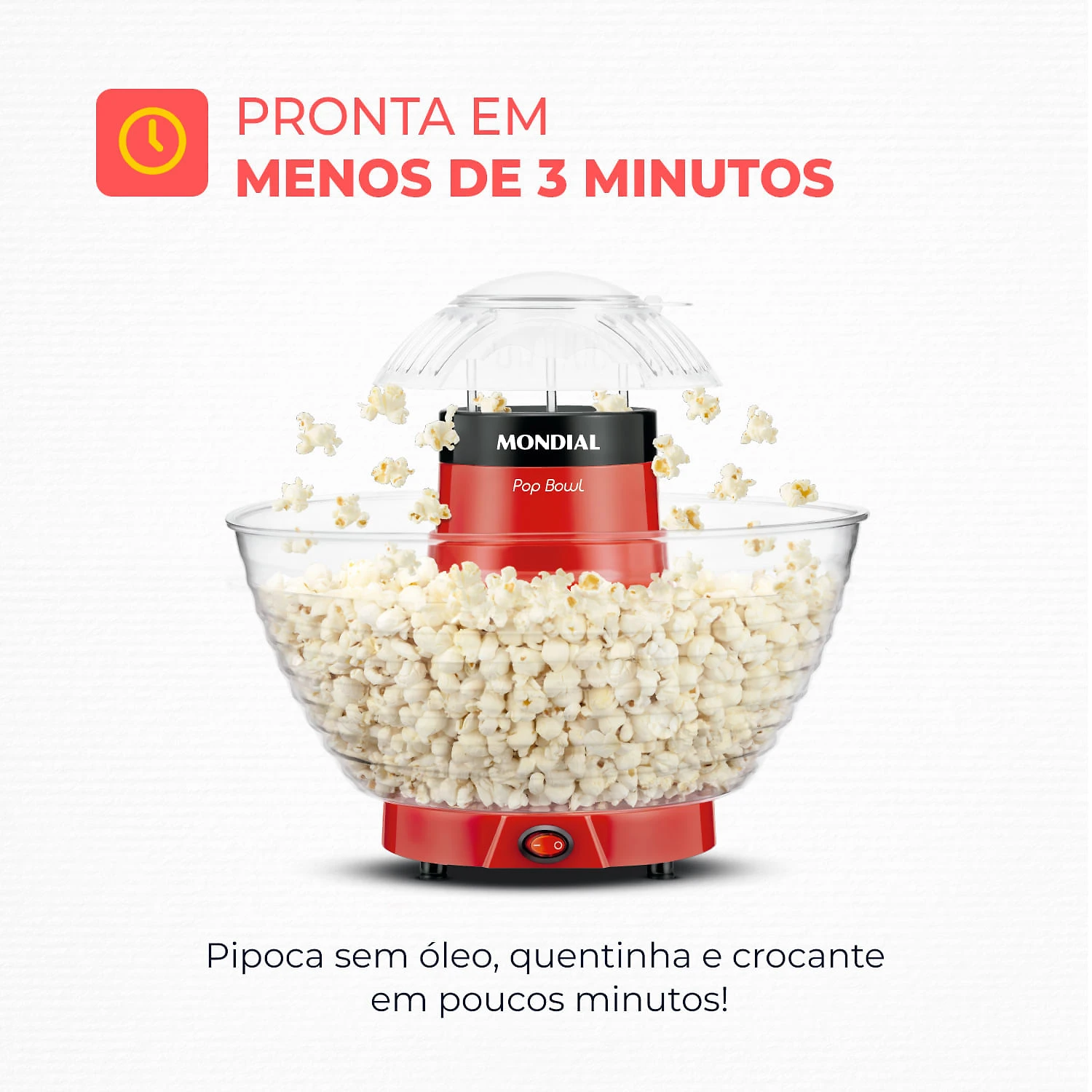 Pipoqueira Pop Bowl Mondial PP-05 PIPOQUEIRA-127V-VERMELHO