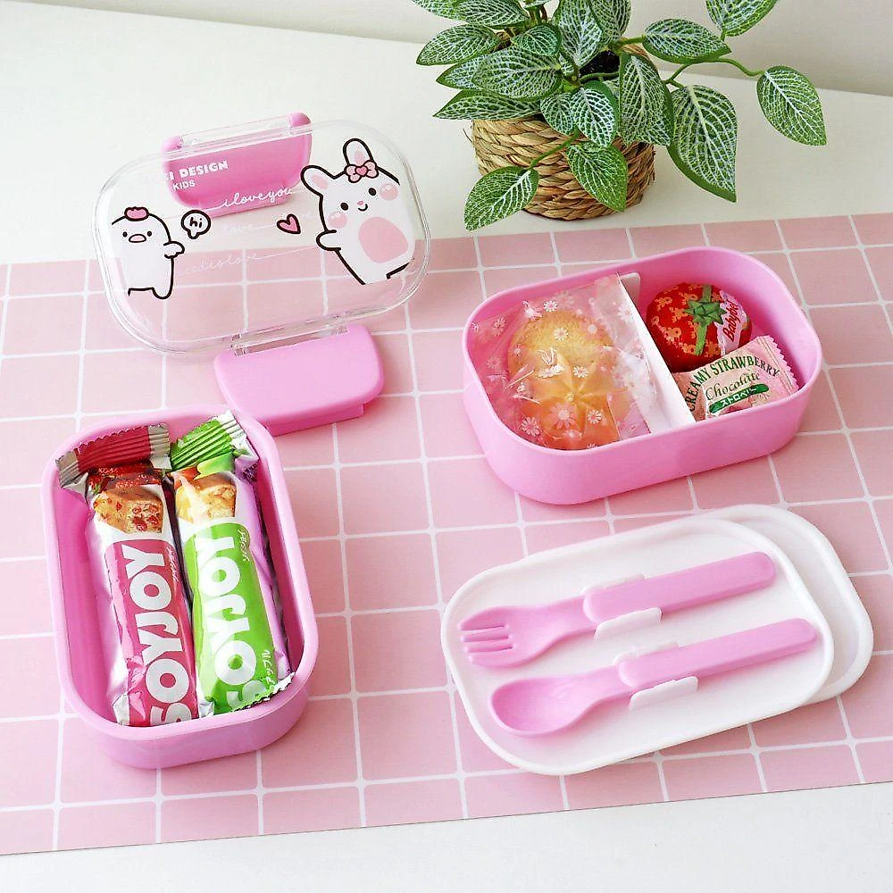Pote Para Lanche De 2 Andares Amiguinhos 400 Ml - Jacki Design Coelho Rosa webcontinental-4895268902960