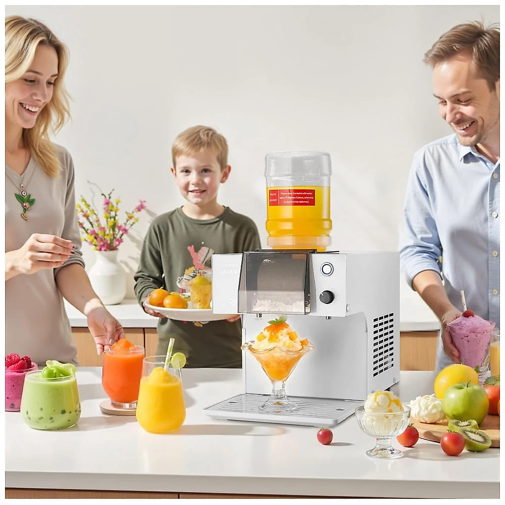 Máquina de Slush Raspadinha VEVOR 80kg Frozen Branca Velocidade Ajustável Auto Limpeza 240V