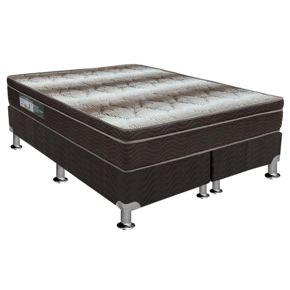 Cama Box com Colchão Queen Ortopédico Light Euro Pillow D28 Preto Ortobom