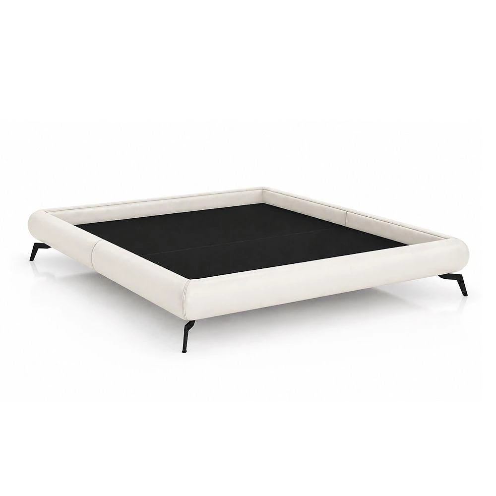 Cama Queen Japonesa Haru com Pés Alumínio Madeira Off White Sallar Home