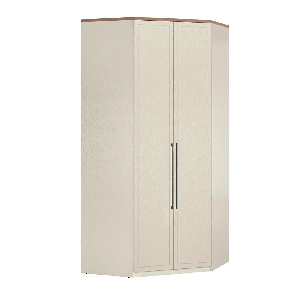 Armário modulado closet de canto toledo 2 portas 3 gavetas 5 prateleiras casal – areia/wood