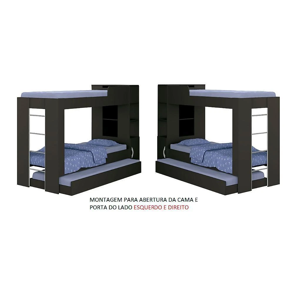 Beliche Ditália Cama Auxiliar Com Kit Luz Cm-15 Cor:preto Preto
