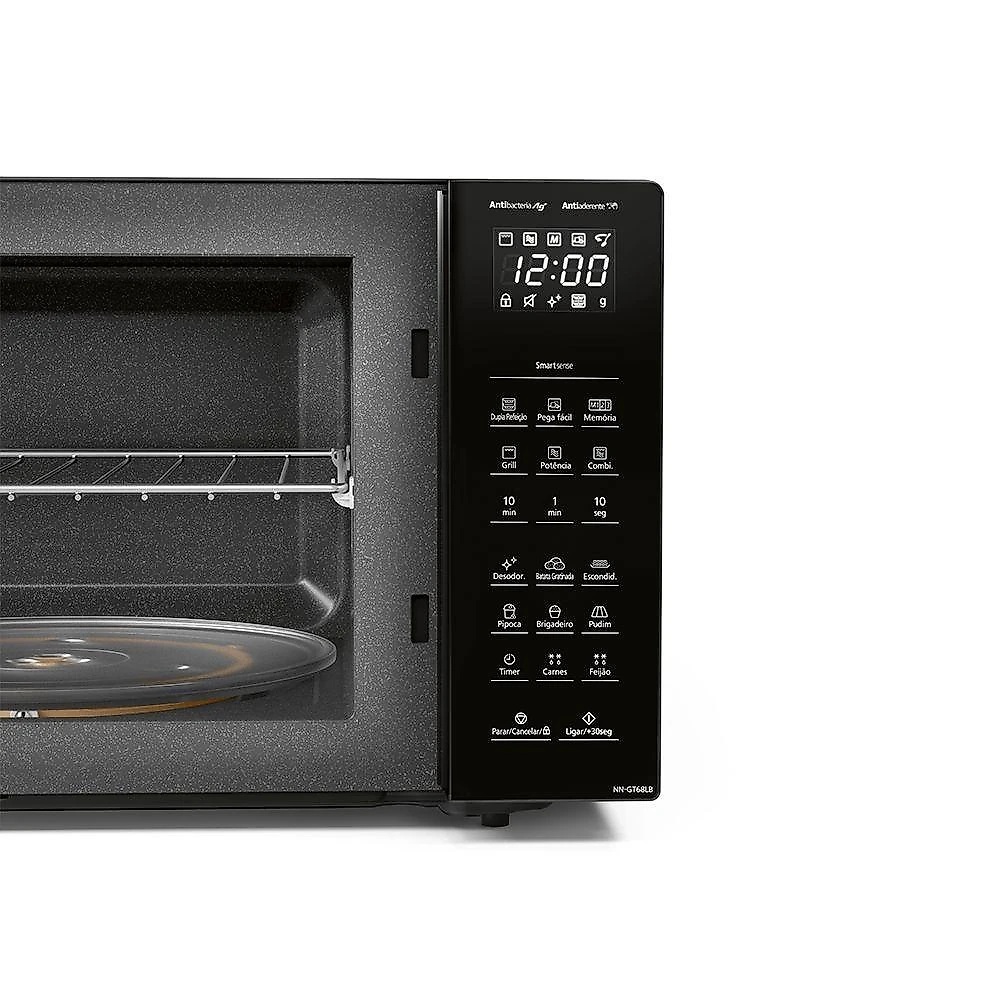 Micro-ondas Panasonic com Smartsense e Dupla Refeição 30L Preto - NN-GT68LBRU 110V