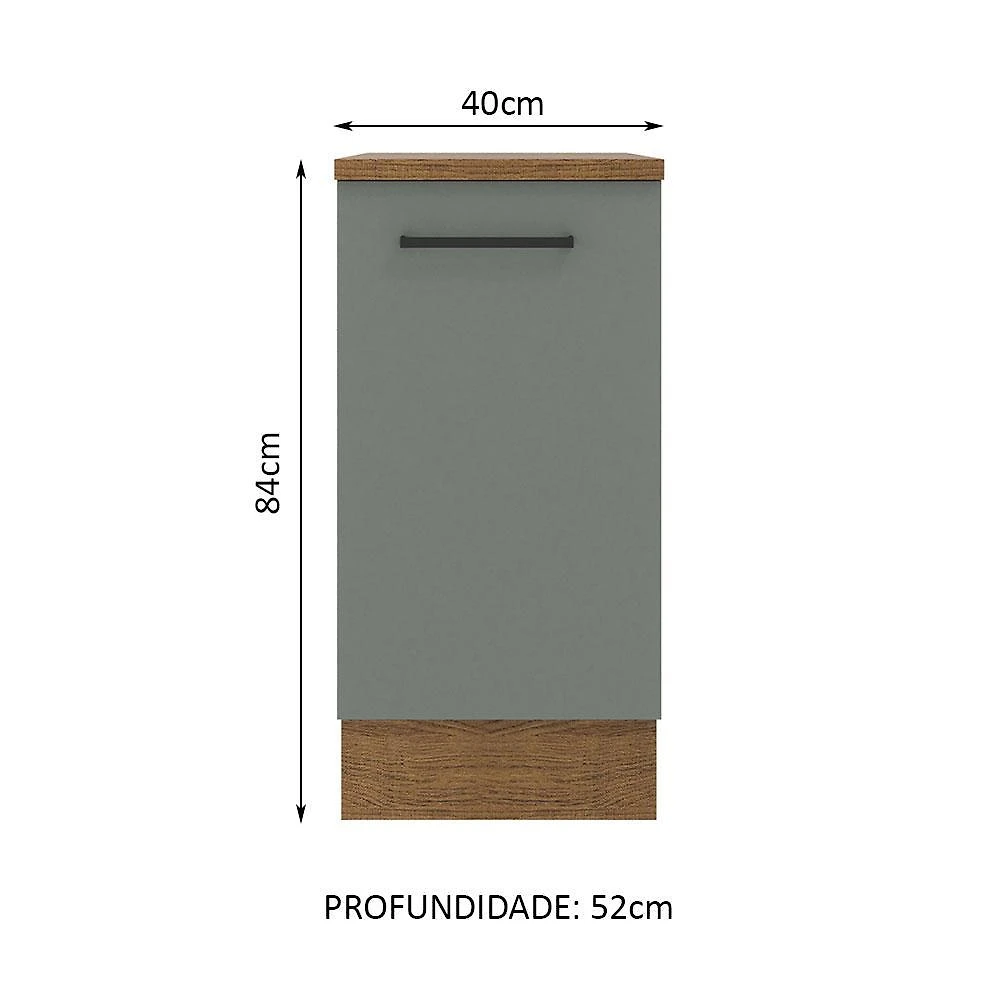 Balcão armário de cozinha 40 cm 1 porta rustic/cinza agata madesa