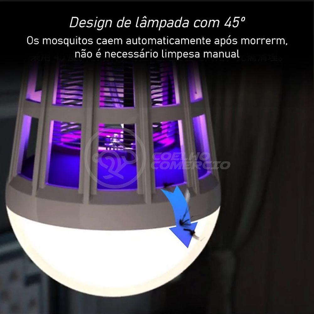Lâmpada Luz Led Branco 15w Atrai Choque Mosquito