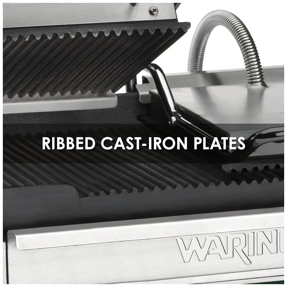 Miniatura Grill Elétrico em Aço Inoxidável com Bandeja Coletora Removível e Controle de Temperatura, 240V 3200W, Waring WPG300, Pra...