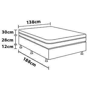 Cama Box de Casal Portobel Noah Baú 70x138x188cm Molas Ensacadas Ortopédico Revestimento em Poliéster Branco e Marrom