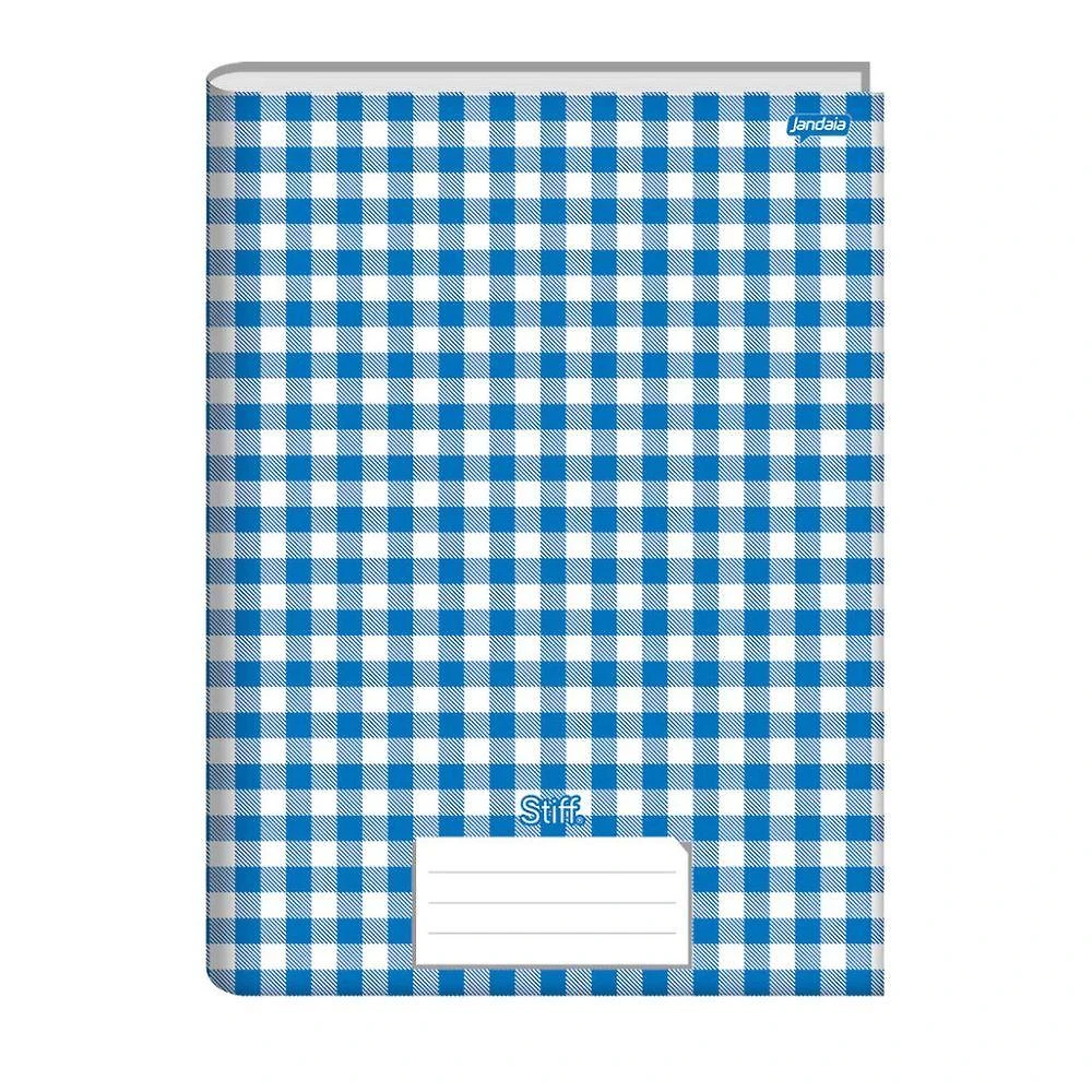 Caderno OEM Brochurão Capa Dura 96 Folhas Kit 5 Unidades Xadrez Azul