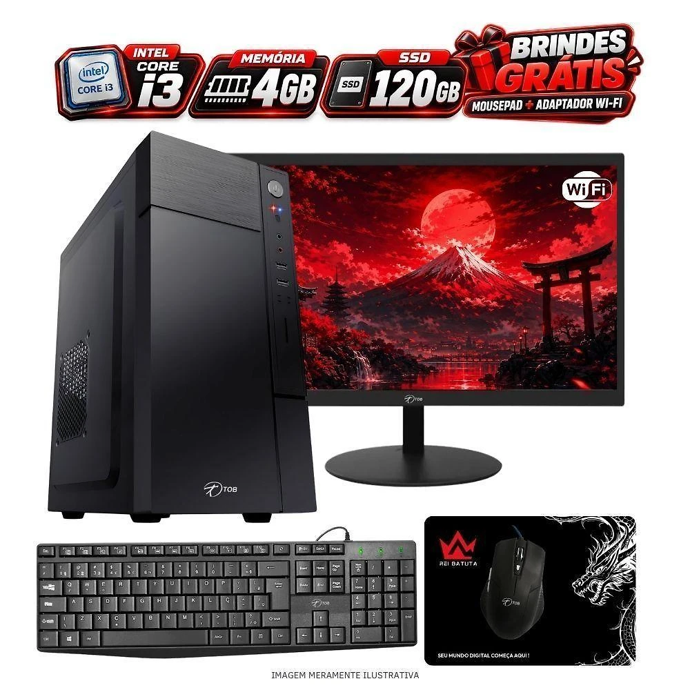 Computador CI321001204GBW10 Intel Core I3 2100 4GB SSD 120GB Windows 10 Avaliação 30 Dias