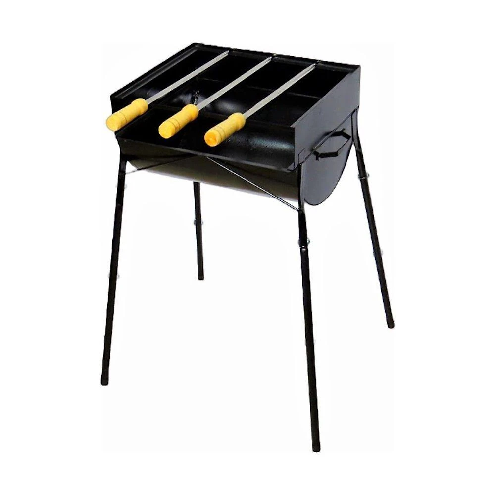 Churrasqueira com Pé 3 Espetos Aço Inox 75x36x30cm Ouro Minas