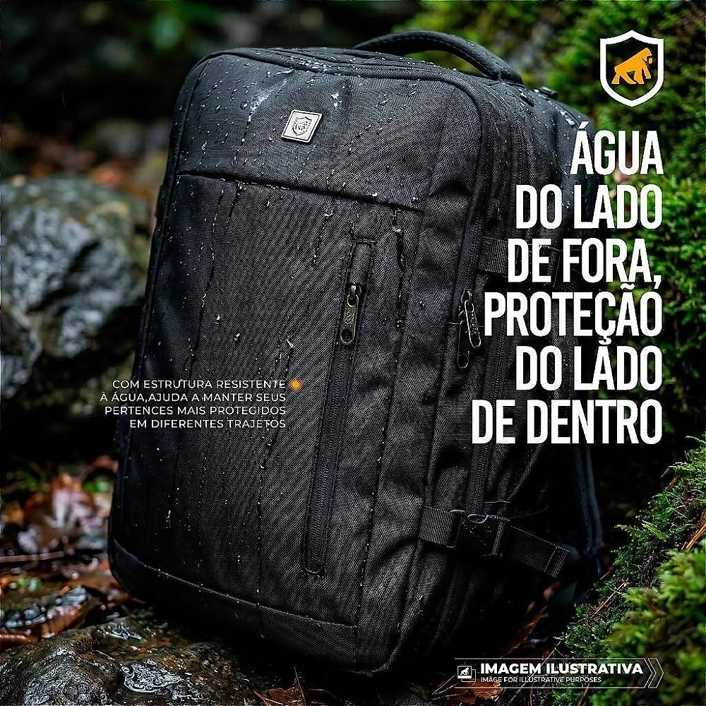 Mochila Mala de Mão para Notebook Até 17 Gshield Survivor 38L Preto