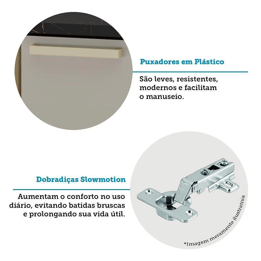Cozinha Modulada Compacta 5 Peças Sem Tampo E Sem Pia Isis L Avelã-mocca Laca