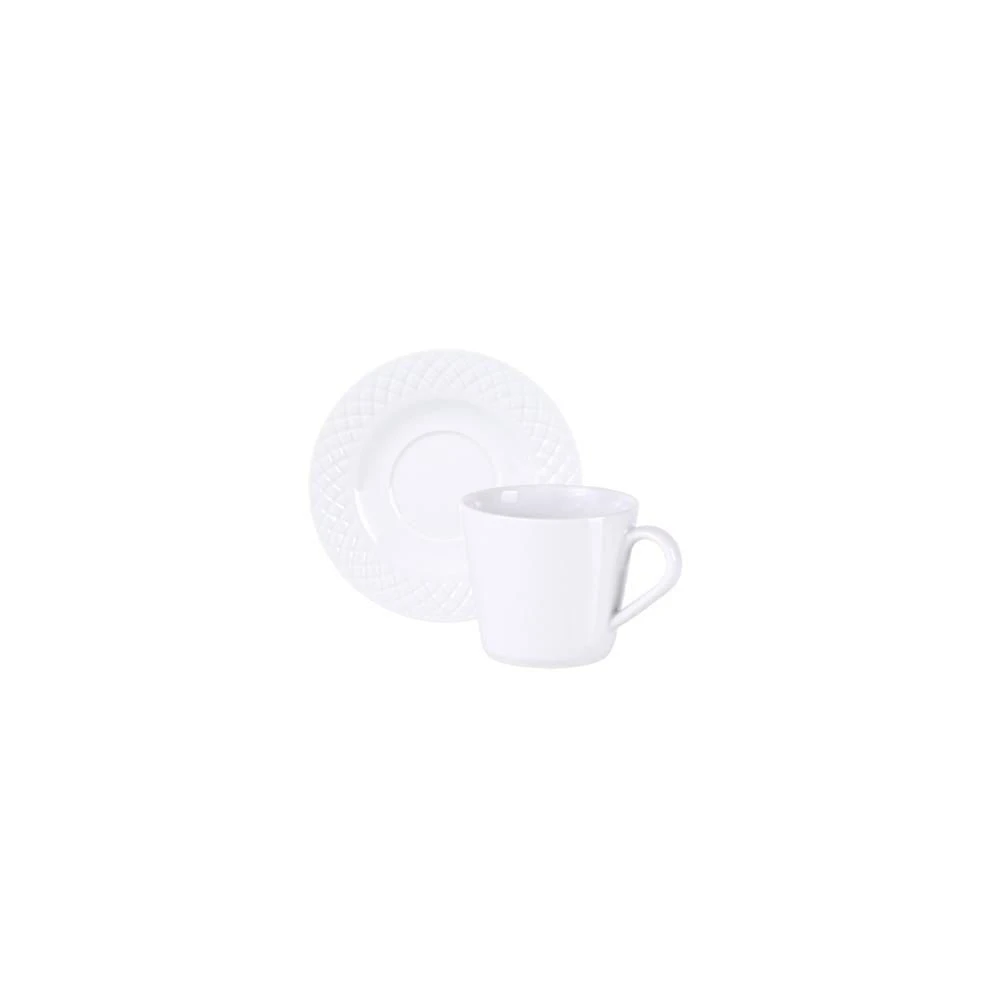 Conjunto Xícara E Pires De Chá Tramontina Ingrid Em Porcelana Decorada 185 Ml 2 Peças