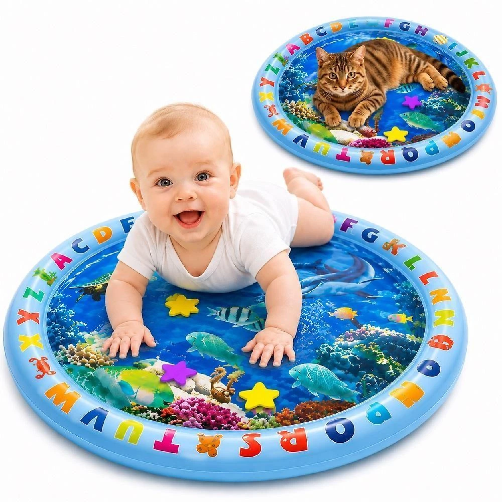 Tapete Sensorial Ocean World de Água Inflável Redondo 65CM para Bebê Azul Yeet